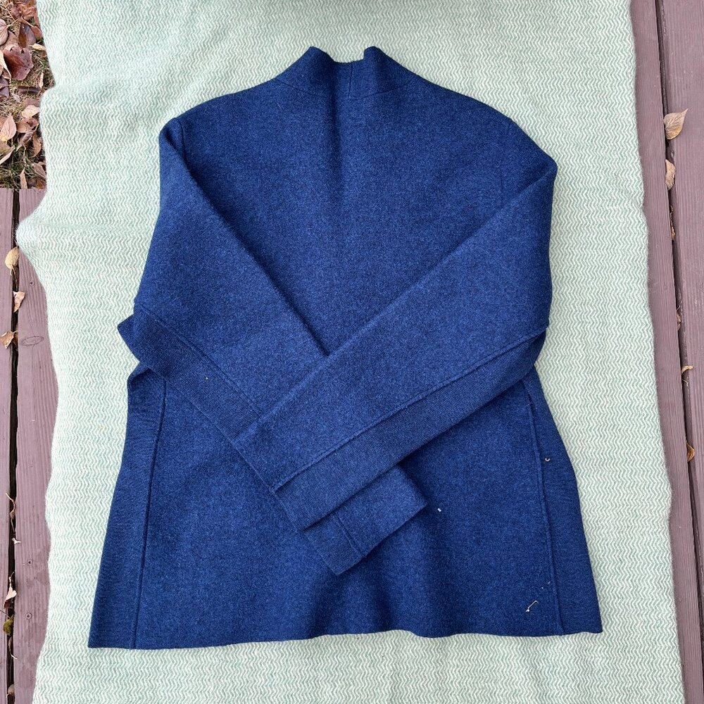 Boiled wool deep navy/deep purple button down v-neck jacket, elastic sides L! - Picture 13 of 16